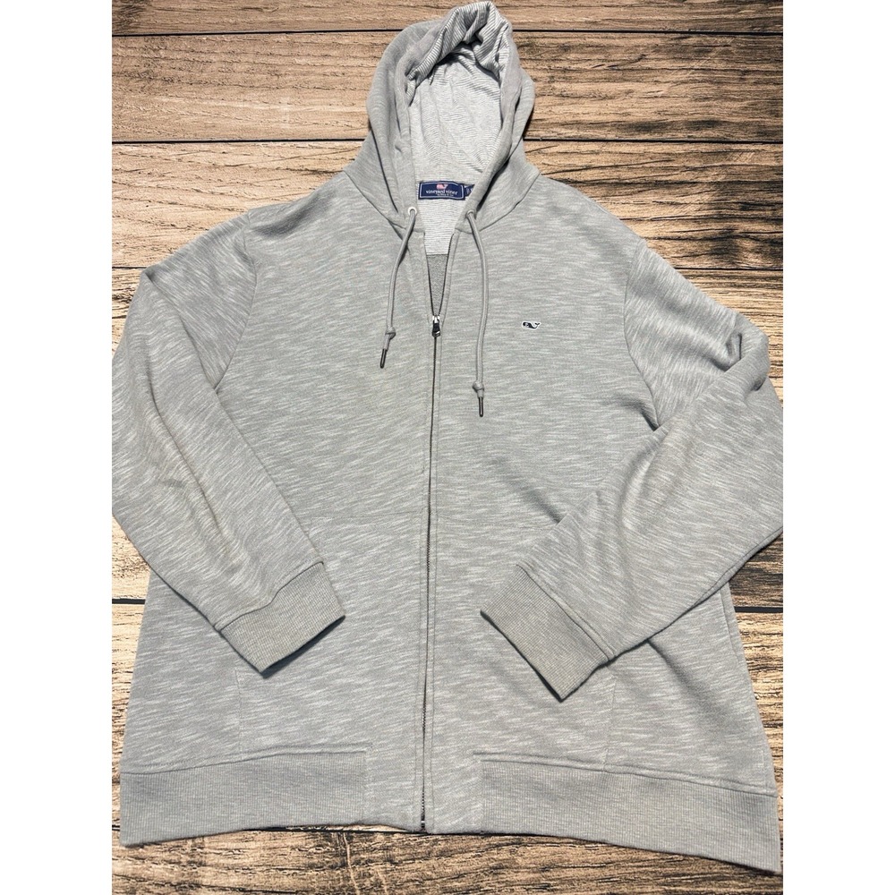Vineyard Vines Hoodie Mens XL Gray Full Zip Whale Logo Sweatshirt Jacket